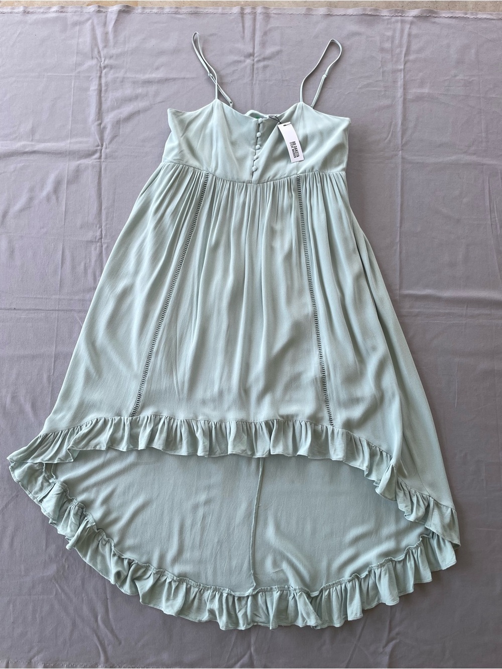 BB Dakota by Steve Madden Ruffle High/Low Hem Sleeveless Dress Size L Aqua NWT
